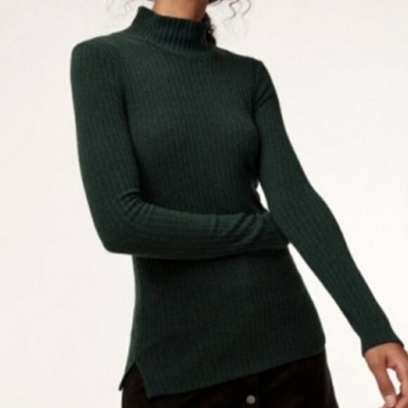Artizia Wilfred Free Buswell Ribbed Turtleneck Top Dark Green Size Large - Picture 1 of 8